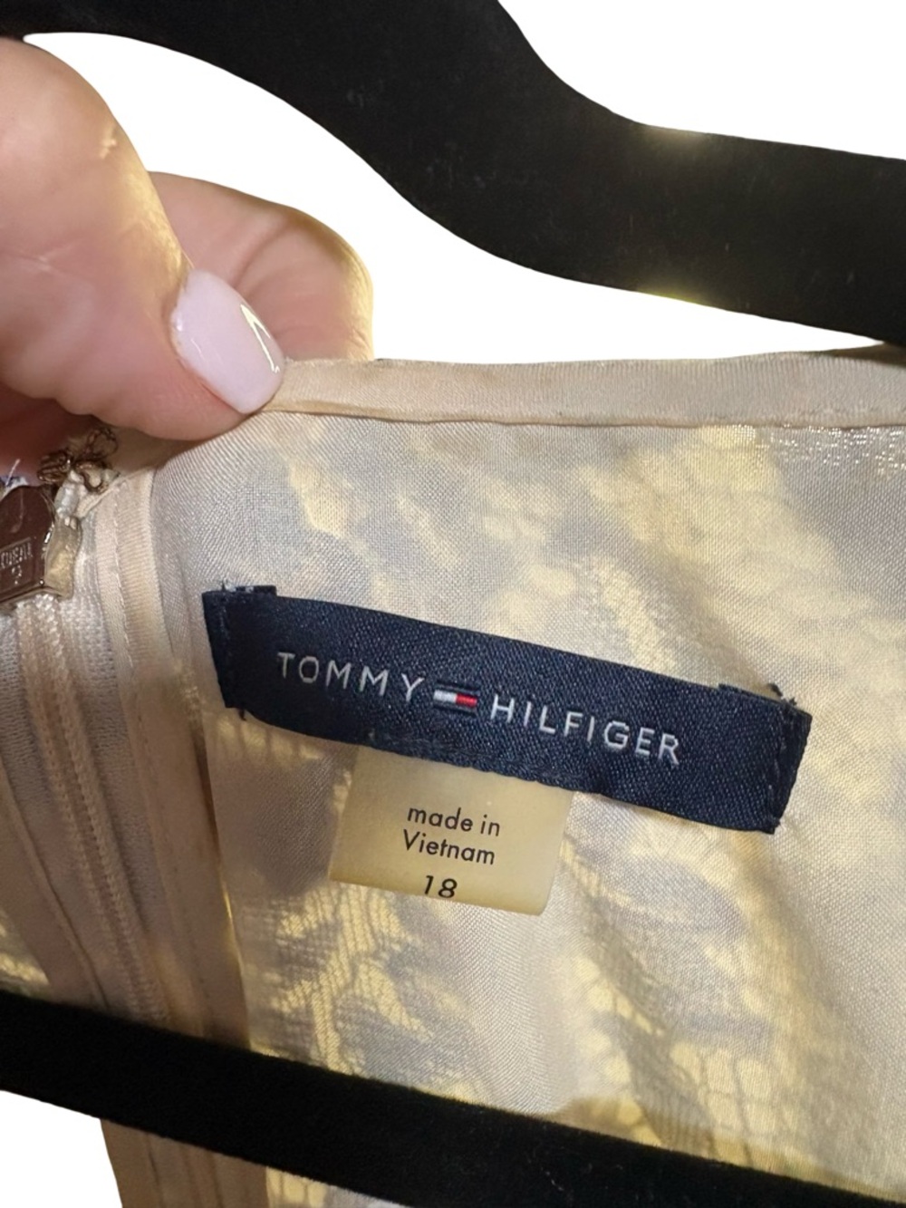 Tommy Hilfiger Blue & White Floral Lace Sleeveless Dress Size 18 - Picture 3 of 4